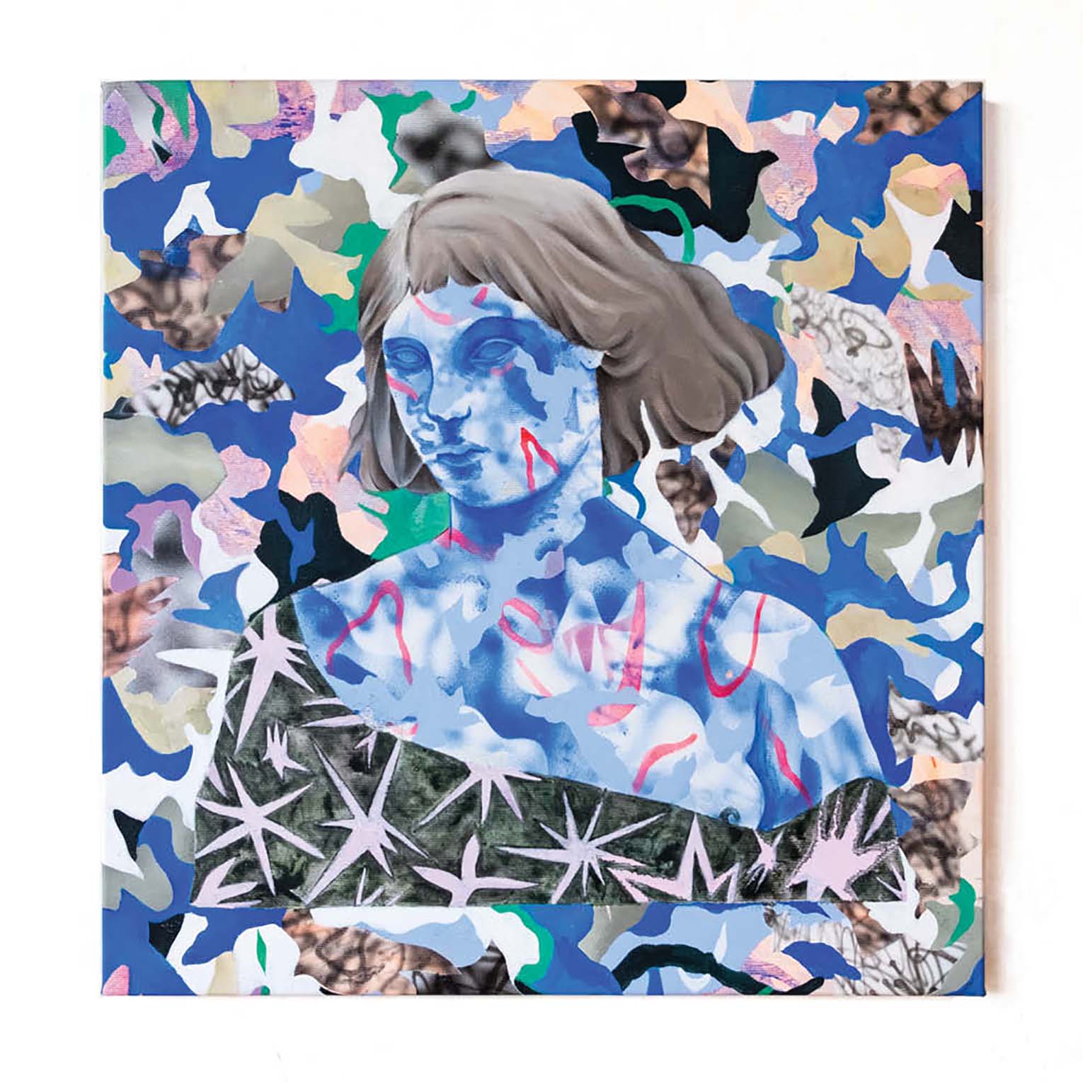 Dreamer in blue - Peinture acrylique sur toile - 43x45 cm - 2019