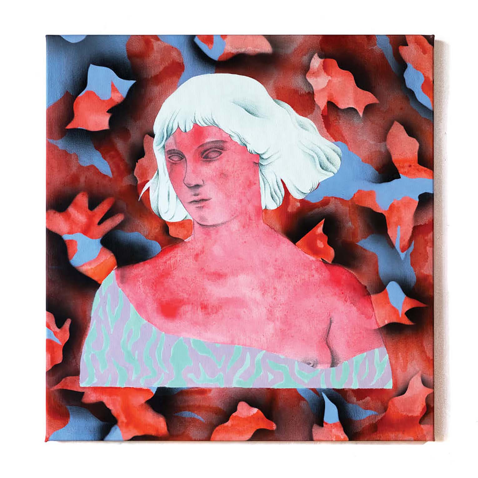 Dreamer in red - Peinture acrylique sur toile - 43x45 cm - 2019